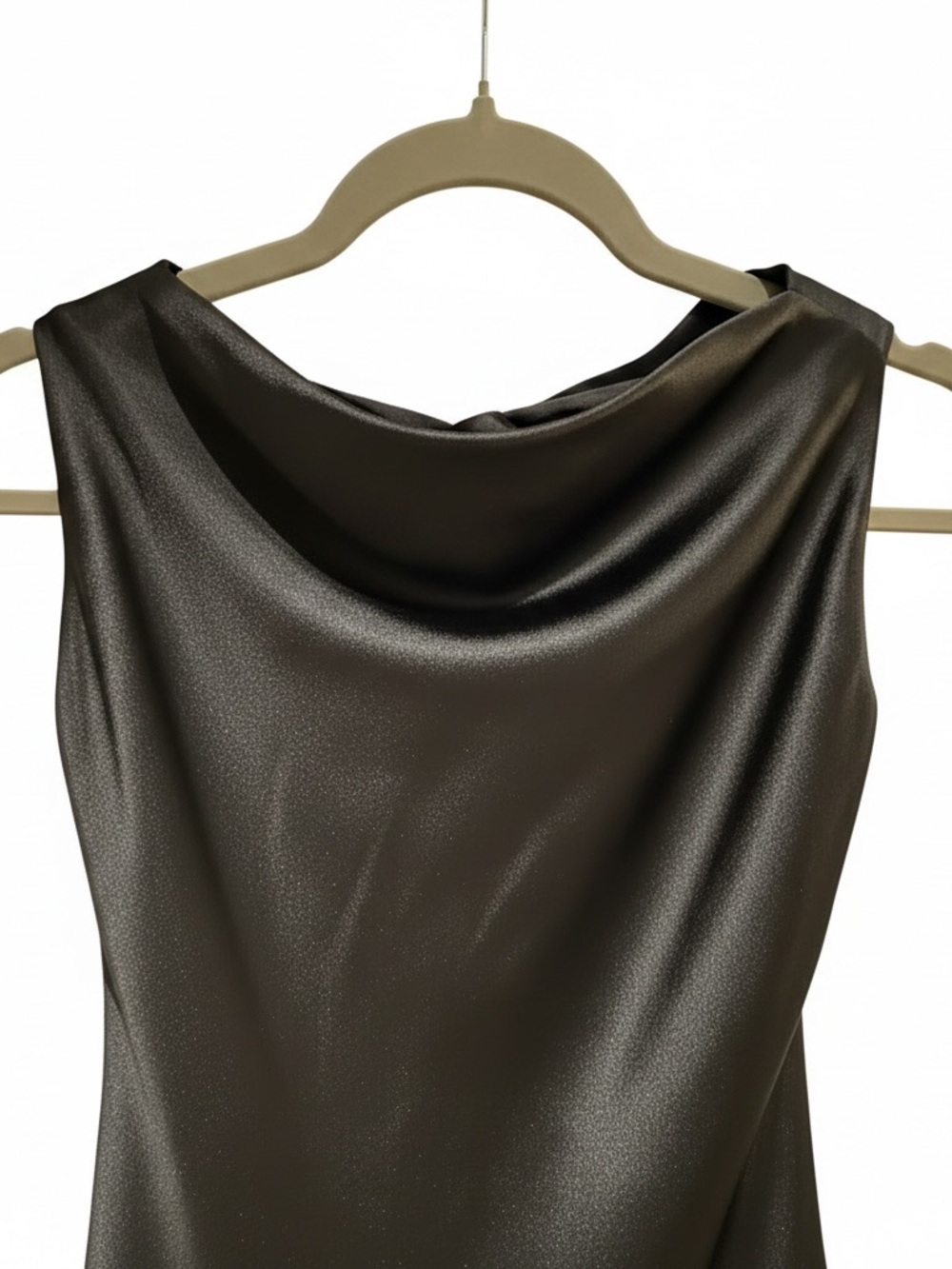 Zara Black Satin Backless Halter Midi Dress Sz M Secure Elastic Waist | EUC - Picture 5 of 10